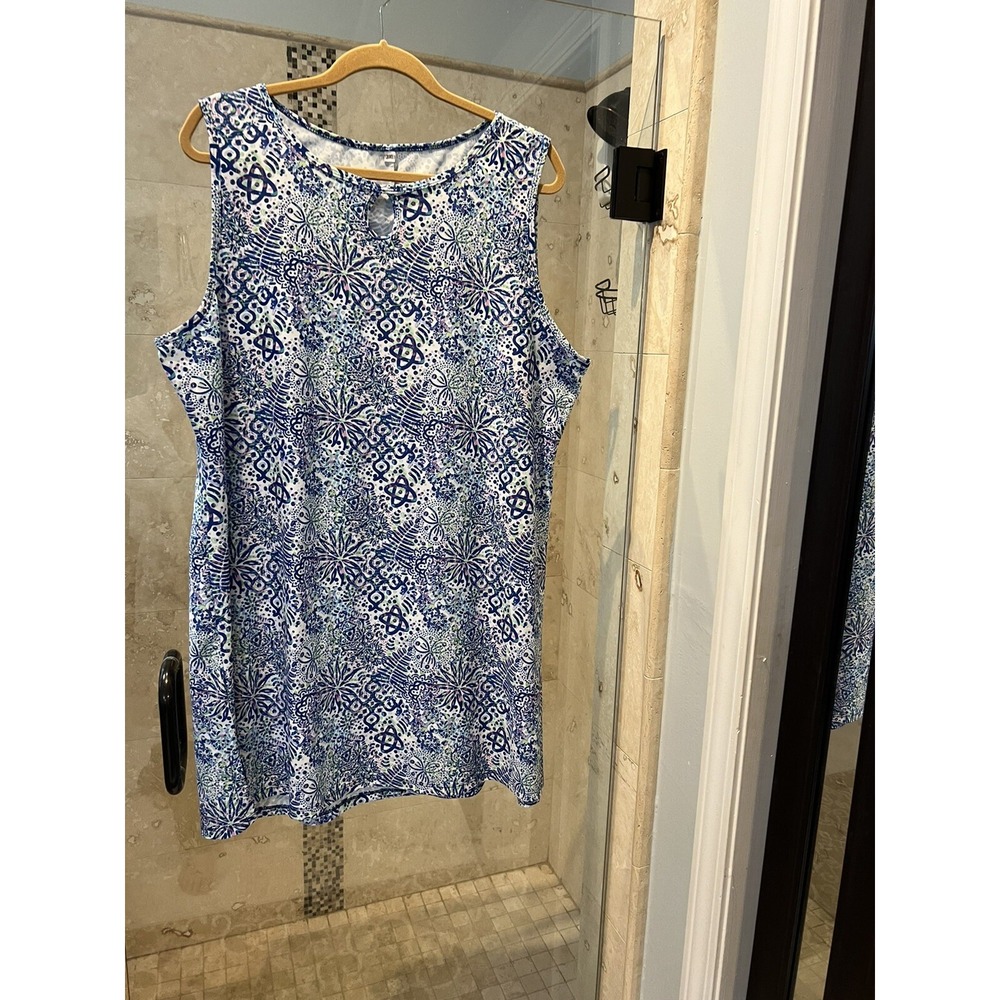 Nuu Muu Womens 3X Purple White Geo Print Sleeveless Athletic Mini Dress Pocket